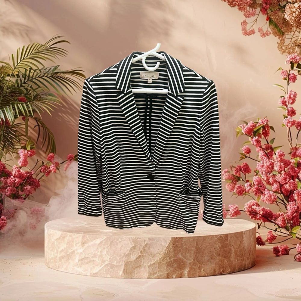 Philosophy blazer jacket stripe black/white size M